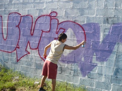 Los grafiteros en acción