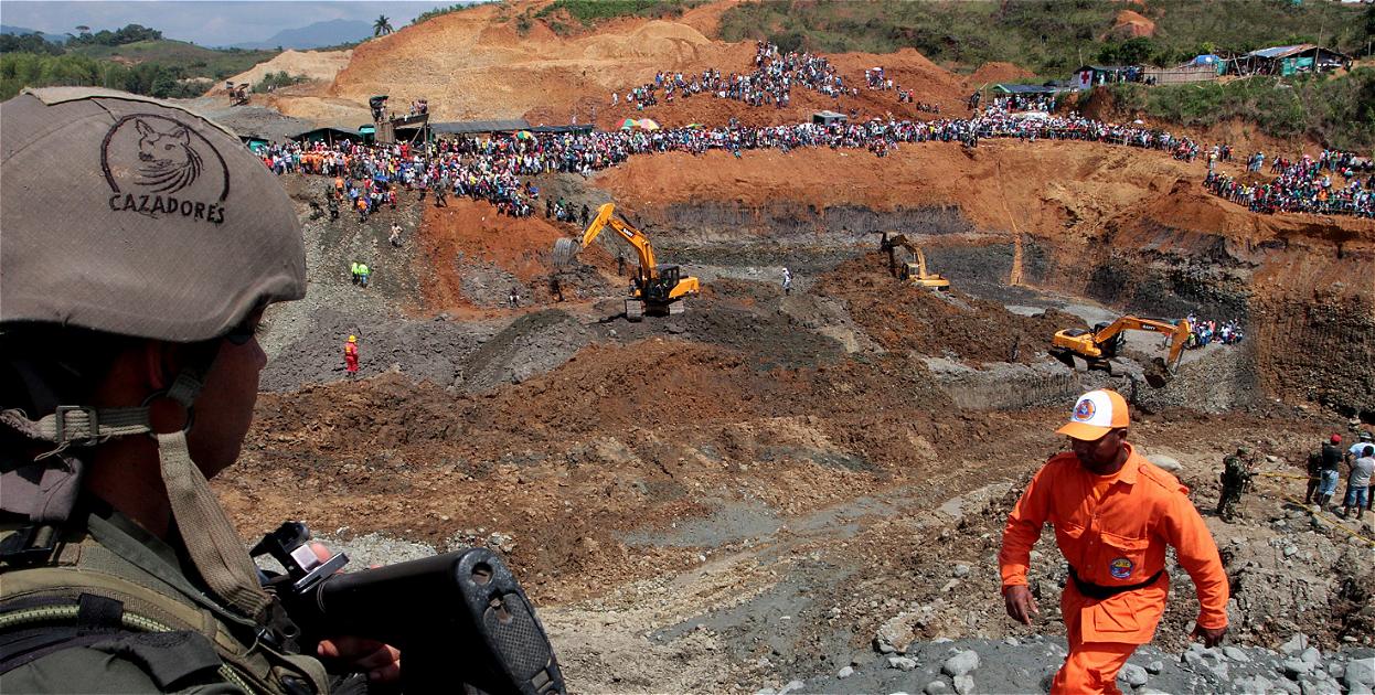 Derrumbe en una mina ilegal en la zona de Cauca. Foto: diario El Tiempo de Bogotá