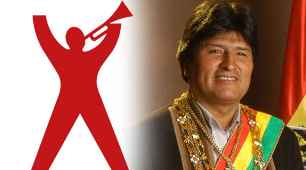 Decí Mu y los retratos de Evo Morales y Clarín