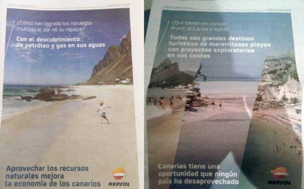 La campaña de Repsol en la prensa canaria, ganadora de los Premios Sombra en 2015 / Ecologistas en Acción