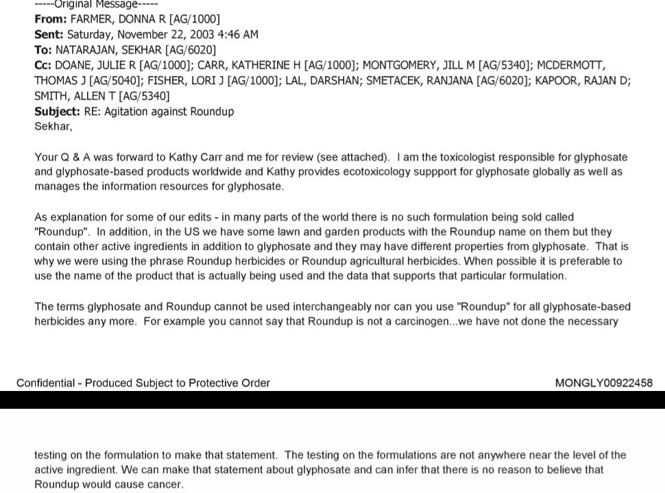 Según un correo parte de los “Monsanto Papers”, la filial argentina de Monsanto también sabía que el Roundup no es seguro