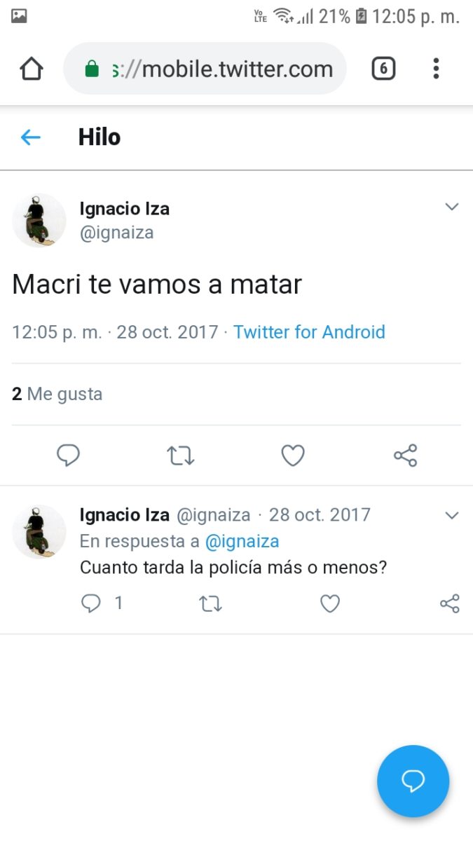 Tuitear contra Macri no es delito
