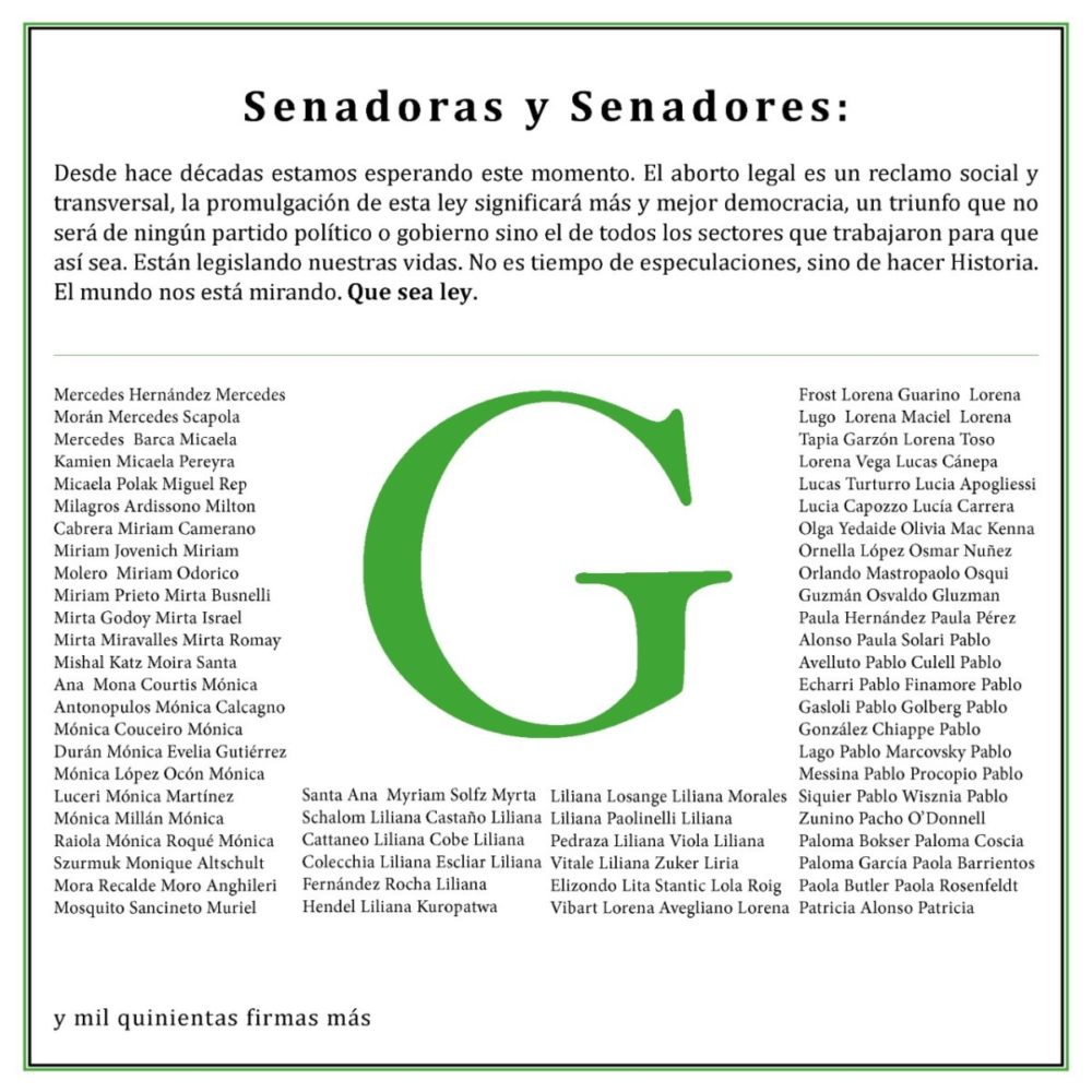 Solicitada verde: más de 1500 firmas por el aborto legal